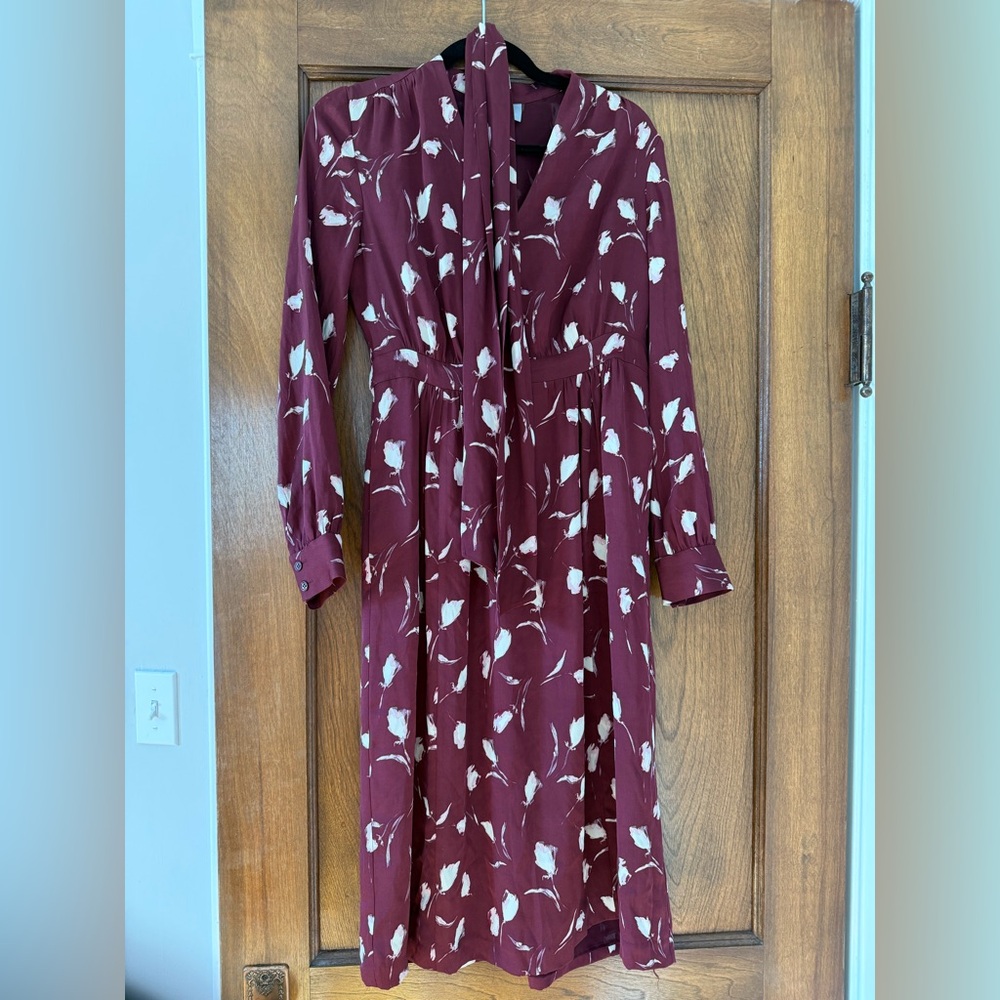 Classiques Entier Burgundy Floral Long Sleeve Dress
